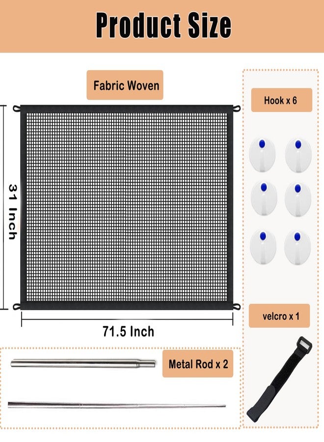 LWFCOEE Magic Pet Gate for The House, 71.5" W X 31" H Portable Extra Wide Dog Gates for Doorways, Stairs, No Drill Durable Mesh Puppy Dog Safety Fence Guard, 6 Hooks - Image 2